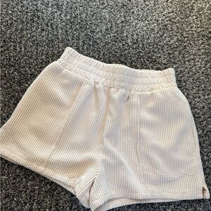 BDG High Waist Cream Ribbed Shorts